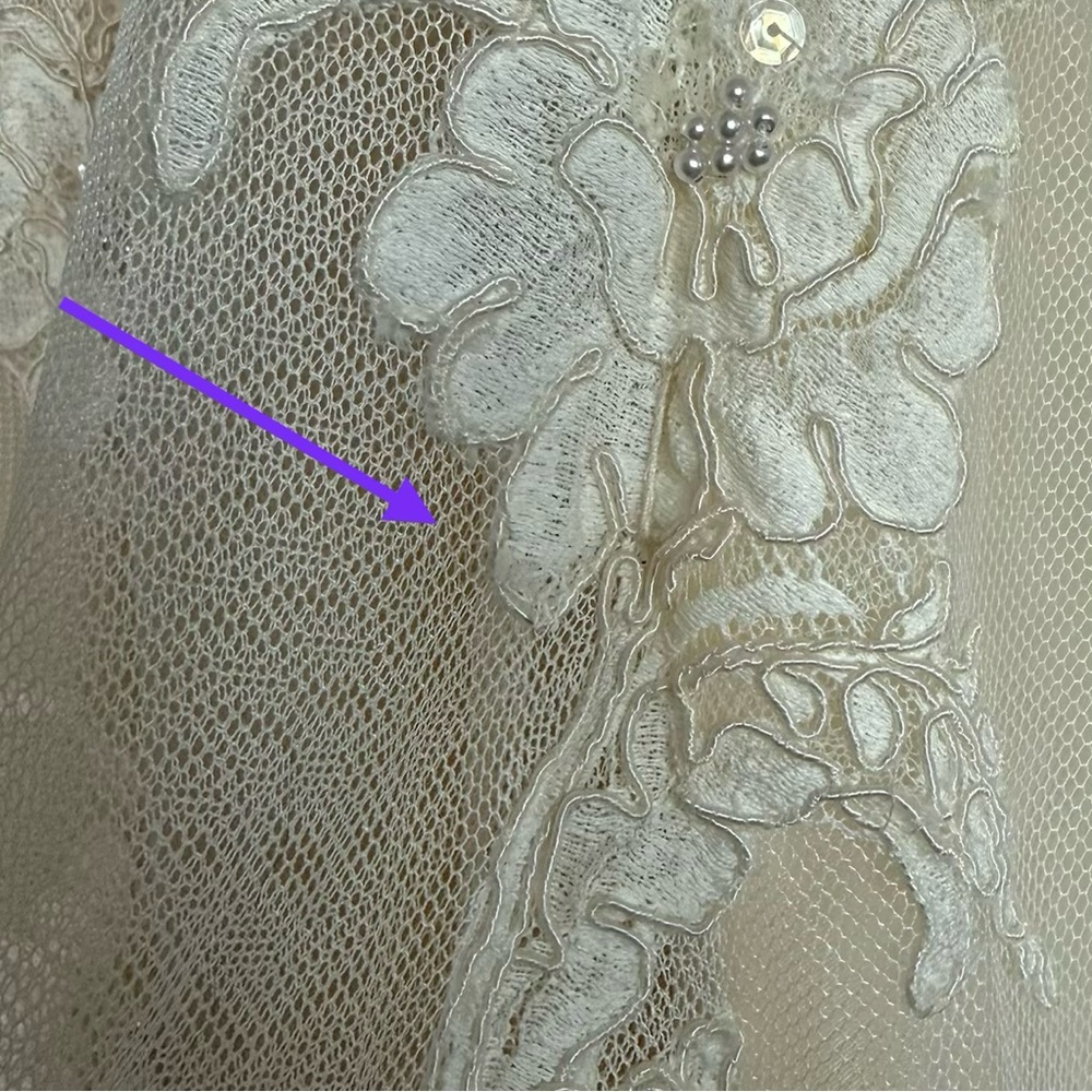 Christos Vintage Couture Wedding Dress Long Sleeve A-Line Silhouette - Picture 13 of 16